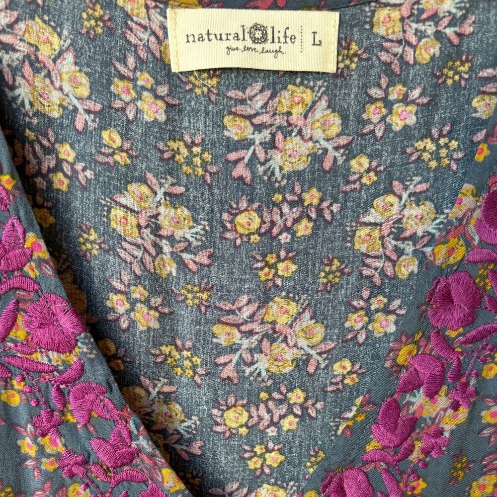 Natural Life Charlotte Long Cottage Boho Midi Dress Tiered - Embroidered size  L - Picture 3 of 12